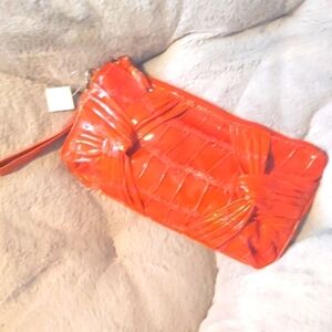 Chateau clutch burnt orange faux reptile nwt
